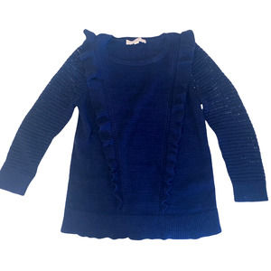 Loft Navy Blue Ruffle Sweater
